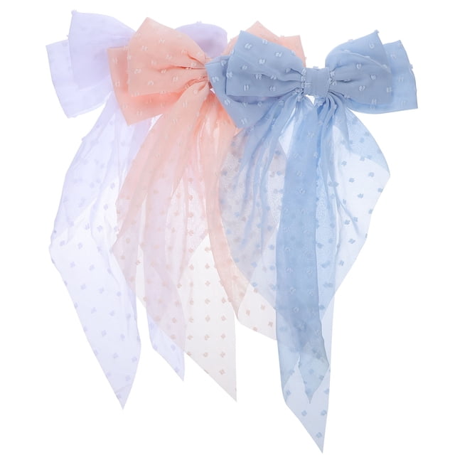 3pcs Hair Bows Women Girls Hair Ribbon Bow Fashion Spring Hair Clips with Long Tail Bow