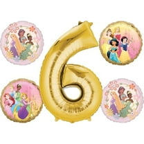 Princess Theme 6th Birthday Party Supplies 5pc Balloon Bouquet Decorations
