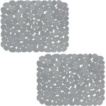 Bligli Pebble Sink Mat 2-Pack - PVC Kitchen Protector for Stainless Steel/Ceramic, Dish Drying Mat for Dishes, 15.7" x 11.8", Solid Grey