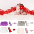 thumbnail image 3 of Accesorios para fotografía de bebés JM 3 uds blanco manta roja esponjosa envoltura diadema flores, 3 of 5