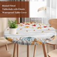 thumbnail image 4 of Orange Pumpkin Fall Round Tablecloth, Fitted Table Cover with Elastic for 45"-54" Round Tables, Thanksgiving Sunflower Maple Leaves Autumn Table Cloth Outdoor Dinning Party Waterproof Tablecloths, 4 of 7