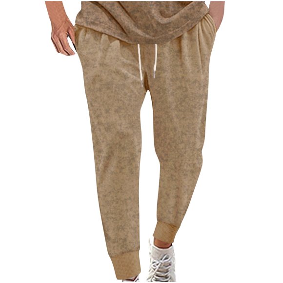 YUTK Dress Pants for Men in Clearance Men's Solid Color Pocket Drawstring Casual Youth Versatile Sports Oversized Pants Brown 3Xl