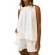 thumbnail image 1 of Conjuntos Cortos para las Mujeres Casual Verano Moda Sólido Cuello Redondo sin Mangas con Pantalones Cortos 2 Conjuntos de Pc, 1 of 9