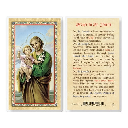 

St. Joseph - 50th Year Our Lord Gold-Stamped Laminated Catholic Prayer Holy Card with Prayer on Back Pack of 25