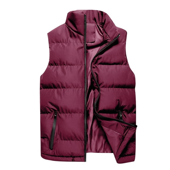Mens Puffer Vest Quilted Outerwear Winter Warm Down Puffy Vests Lightweight Casual Padded Jacket Sleeveless Jackets Outwear with Pockets