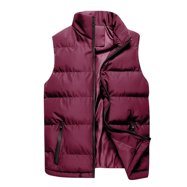 Handshe Veste Sans Manches Décontractée pour Hommes, Col Montant, Rembourrée, Double Face, Chaude