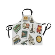JSTEL Travel Famouse Scenery Stickers Apron with 2 Pockets for Women Men Adjustable Garden Bib
