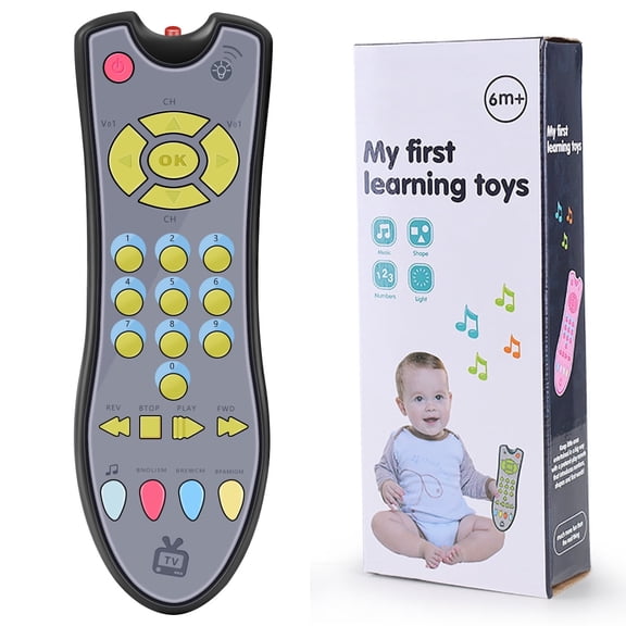 TV Remote Control Toy with Light and Sound Baby Controller Toy 3 Language Modes Music Controller Toy Early Educational Learning Remote Button Toy for Kids Ages 6 Months