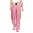 thumbnail image 2 of Picia Sparkly Pink Glitter Womens Soft Woven Cotton Elastic Waistband Sleep Pajama Pant Lounge Sleep Pant With Pockets And Drawstring-Small, 2 of 9