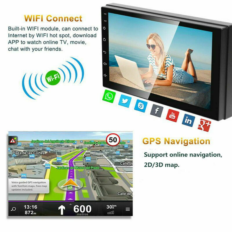 Android 8.1 GPS Navi Car Stereo MP5 Player Radio WIFI 2Din 7in Touch Quad Core 