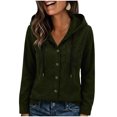 thumbnail image 3 of Otntypg Corduroy Hoodie Jackets for Women Fashion Fall Spring Long Sleeve Drawstring Button Down Shacket Outwear Tops Thick Warm Hooded Pullover Sweatshirts with Pockets Army Green M, 3 of 10
