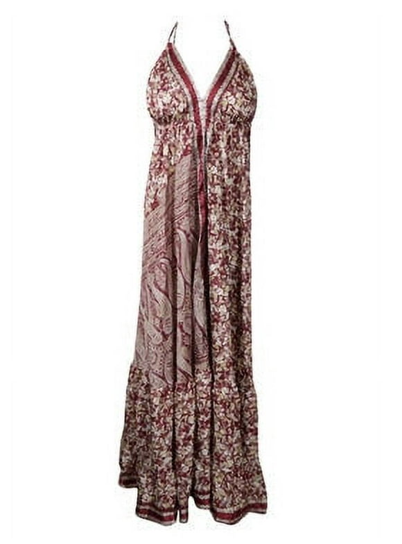 Bohemian Floral Purple Beige Maxidress S/M