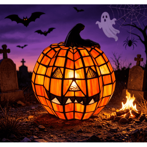 Resin Pumpkin Table Lamp, Halloween Decorations Indoor Pumpkin Lantern for Bedroom Living Room, Halloween Lamp Desk Night Light for Home Party