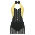 thumbnail image 5 of Aislor Women's Sequin Tuxedo Leotard Tassel Latin Jazz Dance Bodysuit Circus Ringmaster Bodysuit Dress Yellow XL, 5 of 7