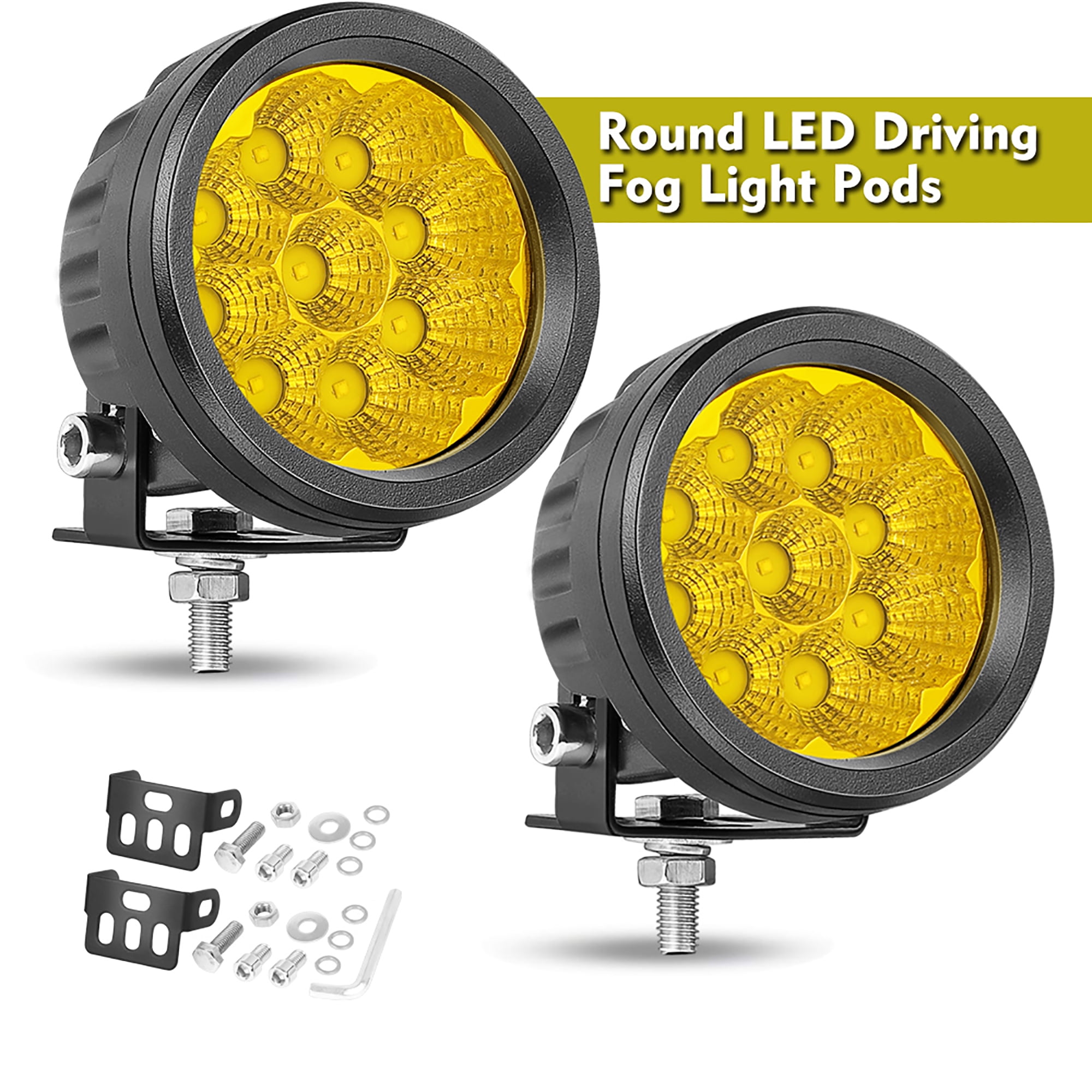 5" 3000K Round LED Driving Spot Light Pods Work Flush Mount Fog Off road 4WD 12V