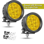 2X 3.5" Round LED Driving Spot Lights OFFROADTOWN 3000k Fog Amber Lens Super Brightness for Off-Road Tractor 4WD ATV 12V