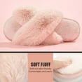 thumbnail image 5 of Women's Fuzzy Slippers House Slippers Cross Band Slippers Indoor Outdoor Soft Plush on Open Toe Slippers, 5 of 7