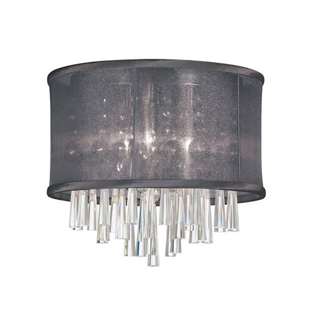 Radionic Hi Tech FM-JOS103FH-PC-115-RHT Josephine 3 Luminaire Encastré en Cristal Clair avec Abat-Jour en Organza Noir