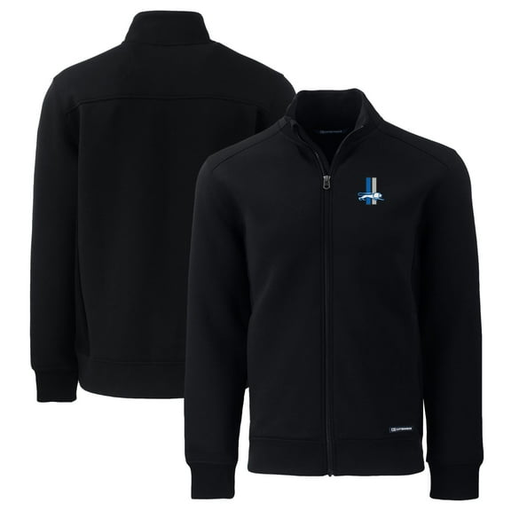 Men's Cutter & Buck Black Detroit Lions Throwback Roam Eco Recycled Full-Zip Jacket