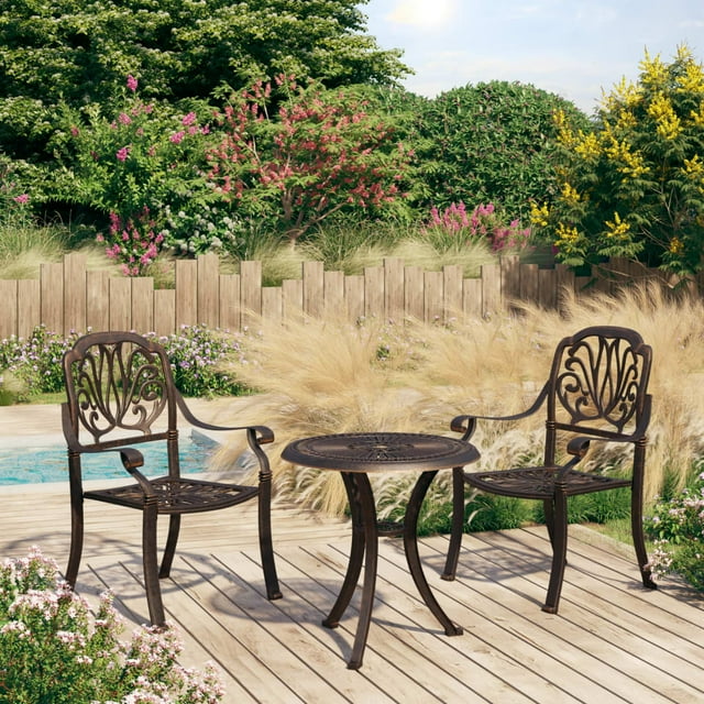 vidaXL Ensemble Bistro 3 Pcs Aluminium Coulé Bronze