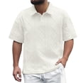 thumbnail image 2 of Men Polo Shirts Short Sleeve Button Tees Shirt Loose Fit White Men's T-Shirts, 2 of 3