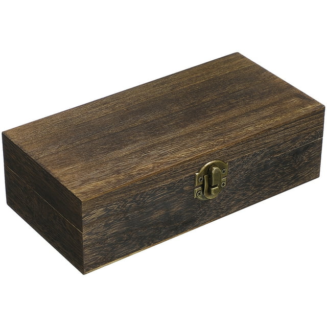 Caja organizadora rectangular de madera para guardar joyas y pulseras.