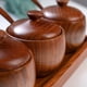 thumbnail image 4 of Juego de tarros de de madera con bandeja, juego de 3 botes para condimentos, recipientes para con tapas y cucharas, caja para condimentos., 4 of 5