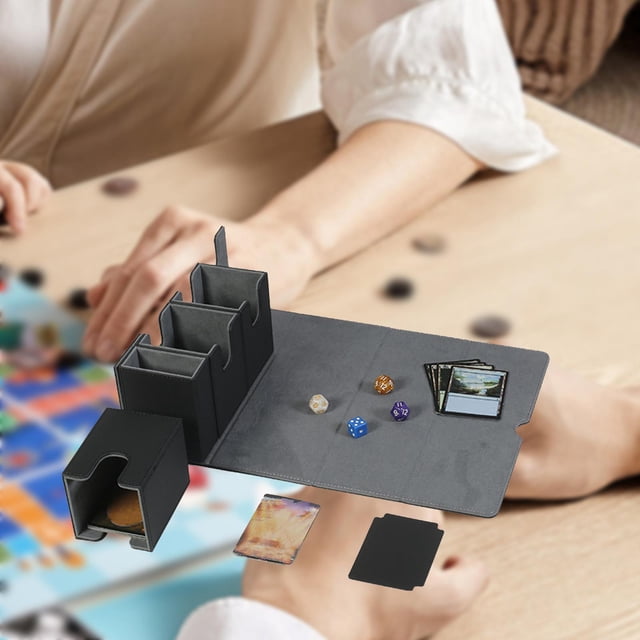 Caja de Baraja de Cartas shamjiam de Cuero PU Soporte para Tarjetas Multifuncional Negro