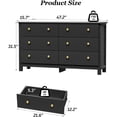 thumbnail image 2 of Black Dresser, Modern 6 Drawer Double Dresser for Bedroom with Gold Pulls, Adults & Kids Wide Dressers & Chests of Drawers for Hallway, Entryway, 2 of 14