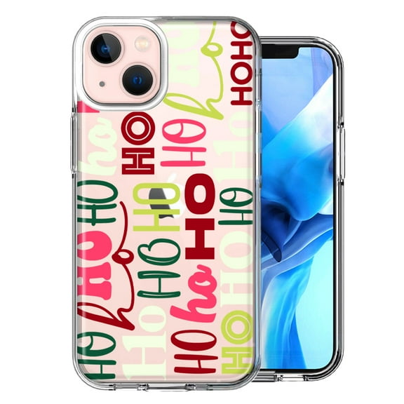 MUNDAZE Case for Apple iPhone 15 Plus Hybrid Shockproof Slim Hard Soft TPU Shell Heavy Duty Protective Phone Cover - Christmas Santa Ho Ho Ho textagraphy Festive Holiday