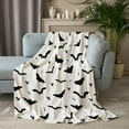 thumbnail image 3 of Halloween Bat Throw Blanket Soft Fluffy Fleece Blankets for Couch Bedroom Sofa Office Car Black and White Microfuber Plush Flannel Blankets for Girls Boys Adults 80X60 In, 3 of 6