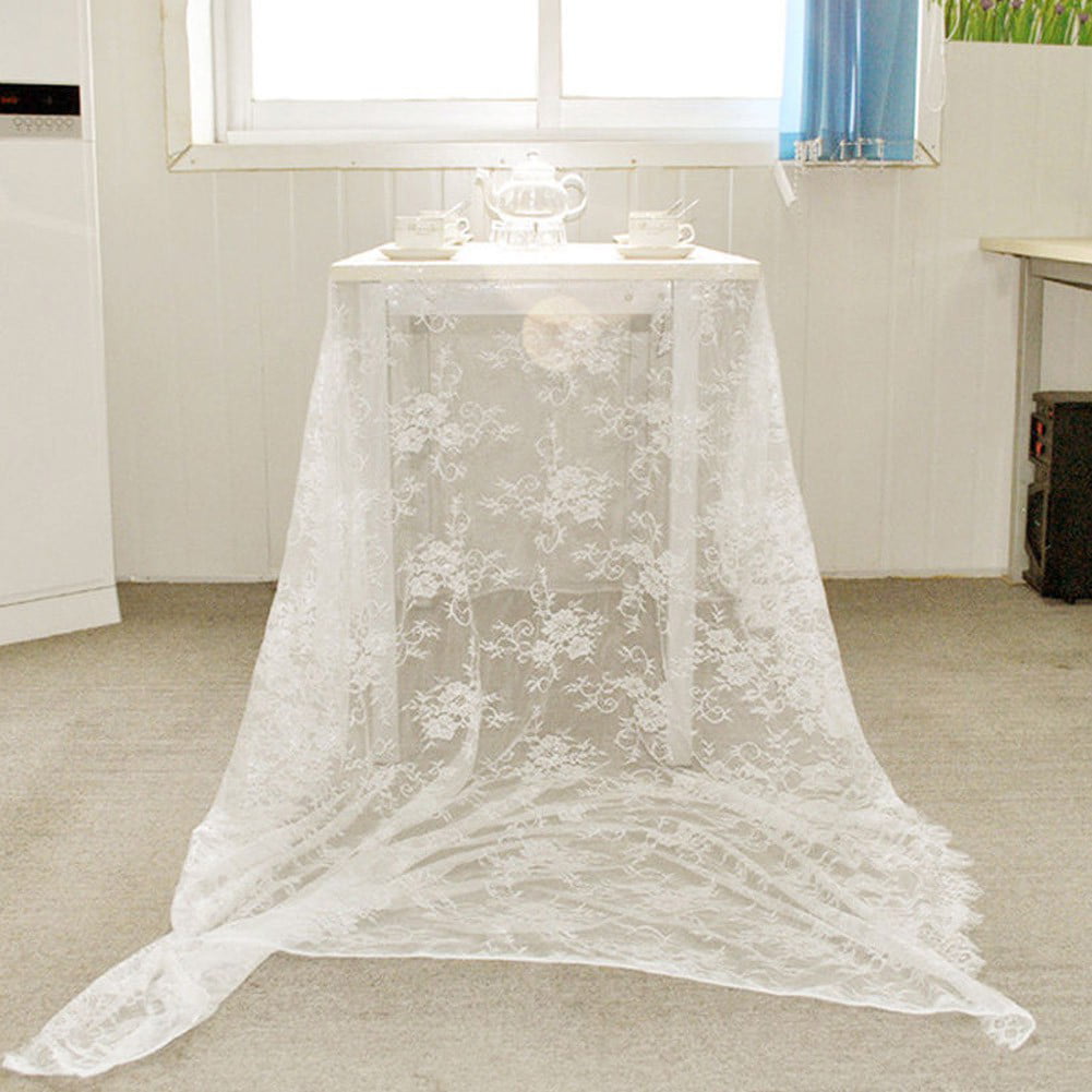 White Vintage Lace Tablecloth Wedding Party Valentines Day Decor 59x118inch 