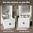 thumbnail image 3 of Cat Litter Box Enclosure, Indoor Hidden Cat Litter Box Furniture with 2 Drawers and Door, Cat House End Table for Living room, White and Brown, 3 of 11