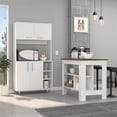 thumbnail image 2 of FM FURNITURE Surrey 2-Piece Modern Engineered Wood Kitchen Set in White/Walnut, 2 of 7
