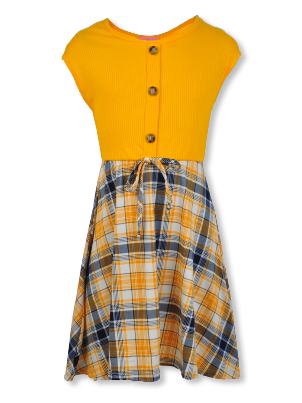 2 Heart Tween Girls' Pieced Dress mustard, 12 (Big Girls)