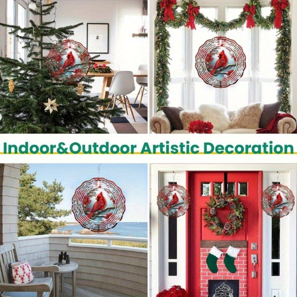 Vibrant Red Metal Outdoor Decor, Hanging Wind Chimes for Garden, Patio, Lawn & Holiday Decor