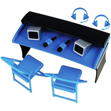 Commentators Playset (Blue) - Ringside Exclusive Ringside Collectibles Wrestling Action Figure Accessories