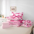 thumbnail image 5 of Manfei Rectangle Square Boys Bedding Comforter Set 7pcs, Western Camo Print King Bedding Sets, Modern Pink Camoufalge Reversible Bed Sheets, Luxury Bedroom Decor, 5 of 7