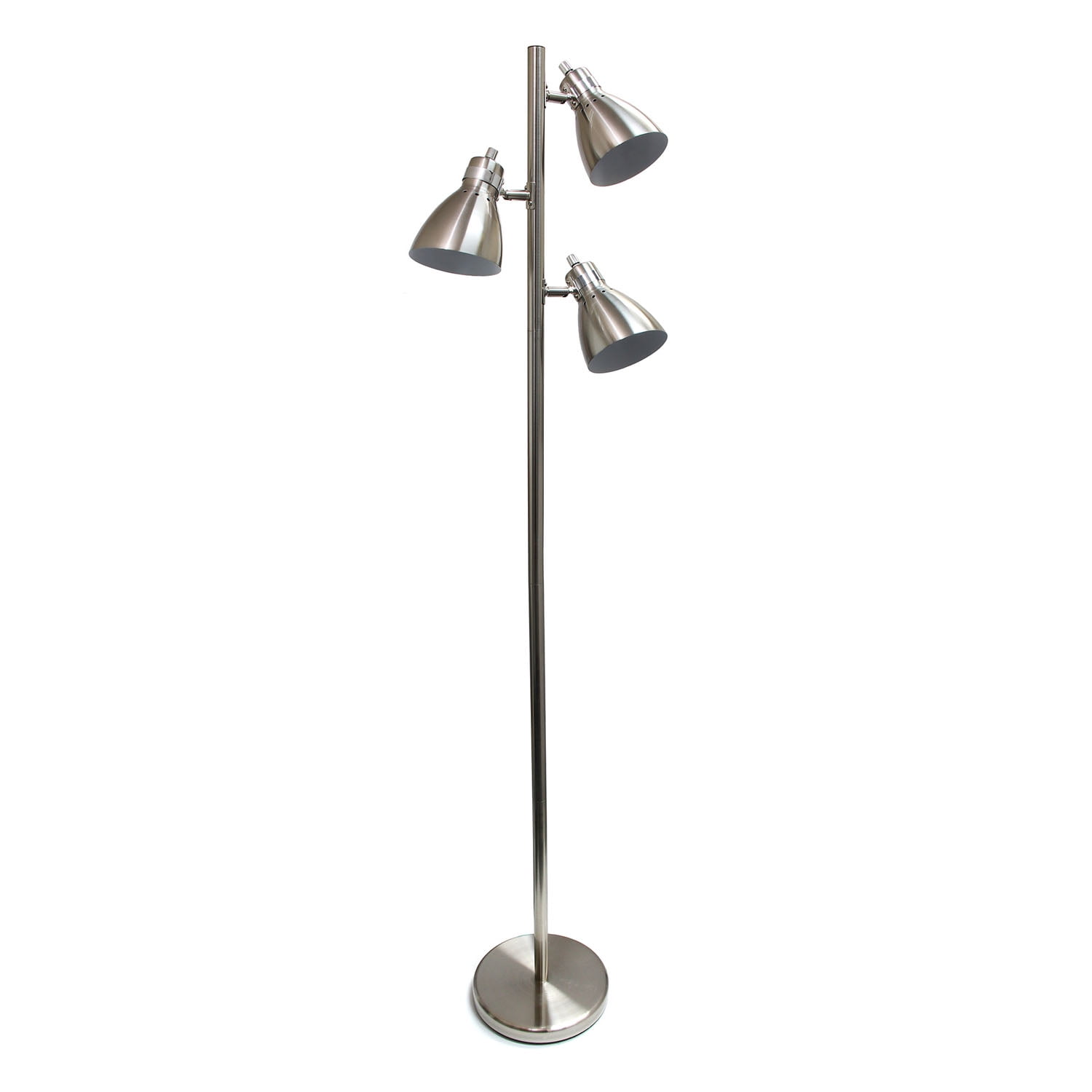 Simple Designs Metal 3Light Tree Floor Lamp, Brushed Nickel Finish