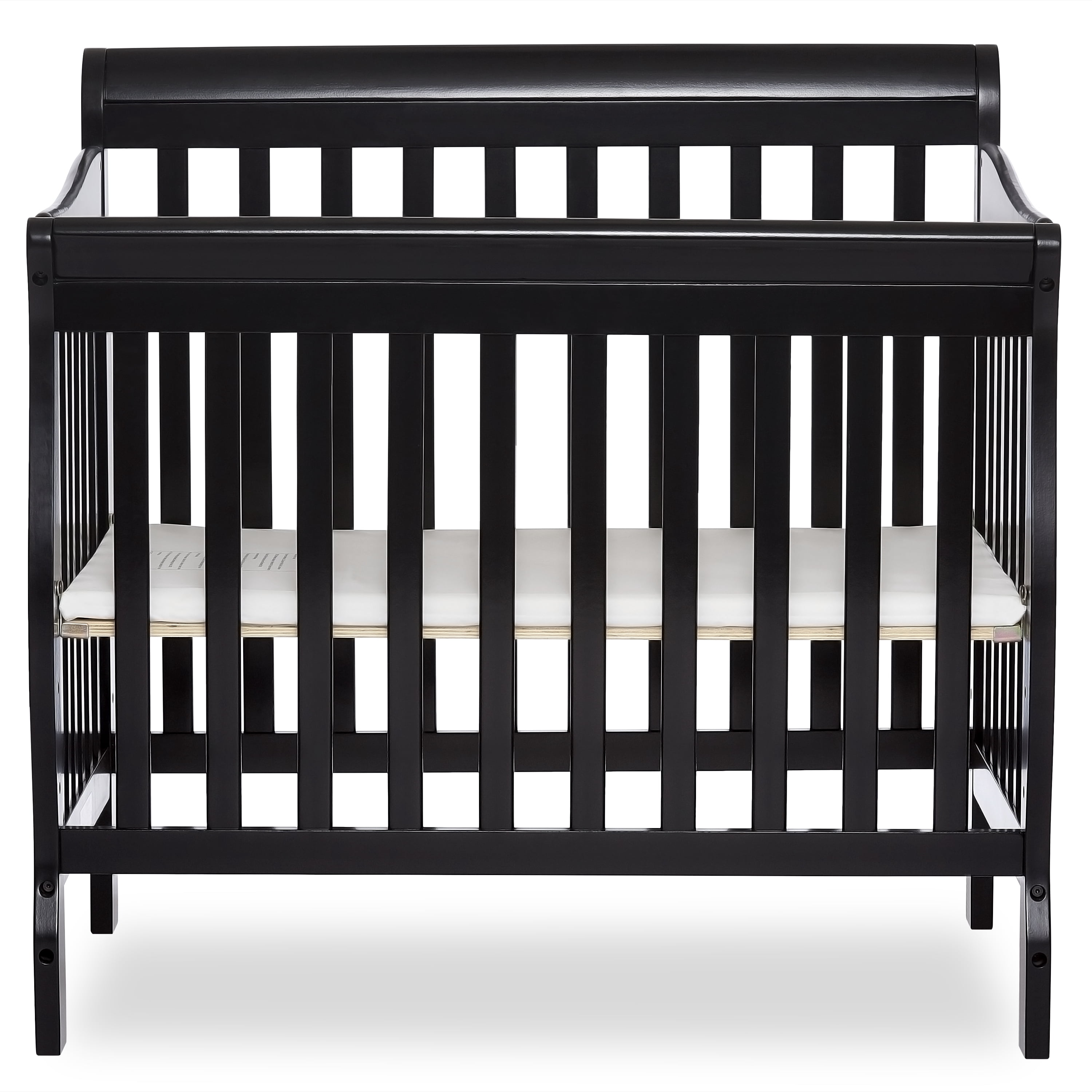Nursery Essentials Bundle of Dream On Me Aden Convertible 4 in 1 Mini Crib, Dream On Me Ashton Changing Table, with a Dream On Me Sunset 3” Extra Firm Fiber Portable Crib Mattress, Black