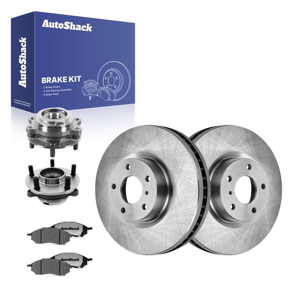 AutoShack Front Vented Brake Rotors   Ceramic Pads   Hub Bearing Assembly 8-PC Brake Kit Replacement for 2011-2014 Nissan Murano 12.58" (319.6 mm)