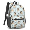 thumbnail image 2 of Pug and Chevron Blue Pattern 17" Waterproof Oxford School Backpacks for Teens, S-Shape Padded Straps, for School, Travel, Hiking, Camping, 2 of 4