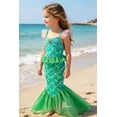thumbnail image 4 of Girl Sparkle Mermaid Princess Dress Kids Mermaid Play Costume Sets Dress up Outfit, 4 of 7