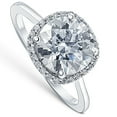 thumbnail image 2 of Pompeii 2 1/2 Ct Diamond & Moissanite Cushion Halo Engagement Ring 14k White Gold, 2 of 4