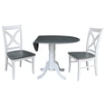 thumbnail image 3 of 42 in. Dual Drop Leaf Dining Table with 2 X-back Chairs - 3 Piece Dining Set, 3 of 5