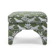 TOV Furniture Raji Olive Green Leopard Jacquard Ottoman