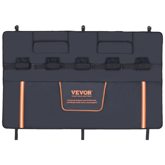 53" Truck Tailgate Bike Pad - Holds 5 MTBs, Anti-Scratch Grooves & Reflective Strips, Fits Mid-Size Pickups w/ Camera Cutout