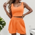 thumbnail image 2 of WAYUTE 2 Piece Sets for Women Soft Sleeveless Matching Clothing Crop Top and High Waisted Shorts Solid Color Casual Summer Outfits, 2 of 5