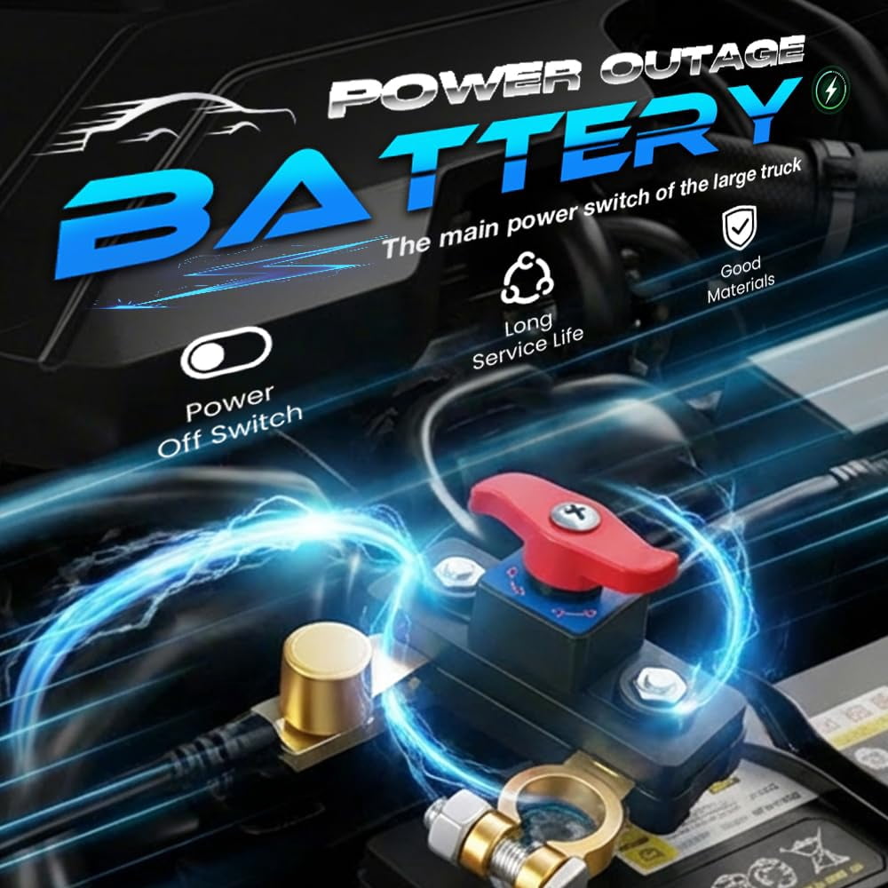 2026 New Car Battery Power Cut-Off Switch – Adjustable Battery Disconnect with Pure Copper Core, High Conductivity, 12V-24V Compatible – Smart Battery Isolator for Cars, Trucks, Boats, RVs(Silver)