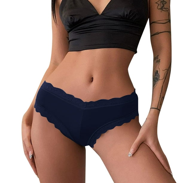 B91xZ Seamless Underwear for Women Basic Cotton Boyshort Seamless Panties  Solid Underwear,Dark Blue XL